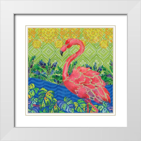 Flamingo Lagoon II White Modern Wood Framed Art Print with Double Matting by Brent, Paul