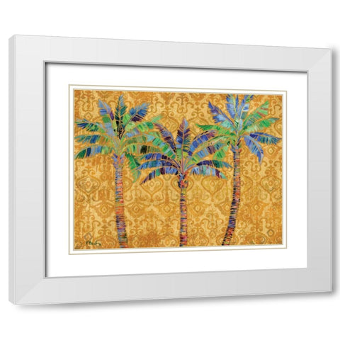 Paradise Palms Gold White Modern Wood Framed Art Print with Double Matting by Brent, Paul