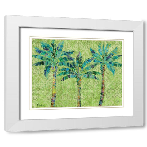 Paradise Palms Green White Modern Wood Framed Art Print with Double Matting by Brent, Paul