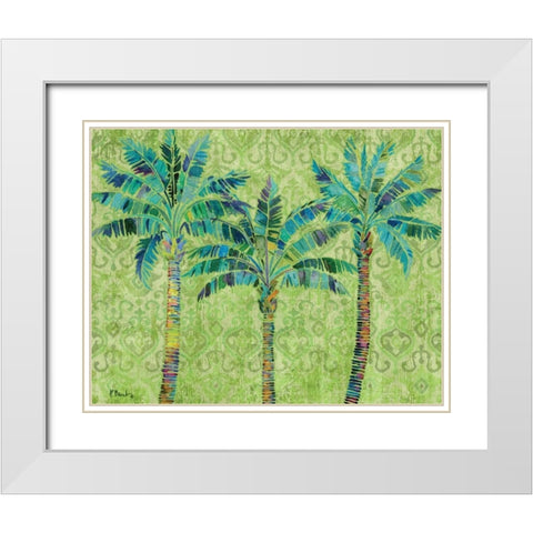 Paradise Palms Green White Modern Wood Framed Art Print with Double Matting by Brent, Paul