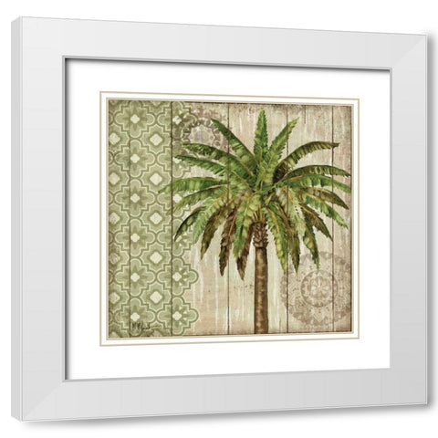 Verde Palm I White Modern Wood Framed Art Print with Double Matting by Brent, Paul