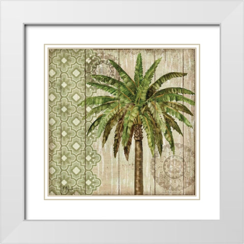 Verde Palm I White Modern Wood Framed Art Print with Double Matting by Brent, Paul