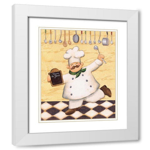 Le Chef et le Menu White Modern Wood Framed Art Print with Double Matting by Brissonnet, Daphne