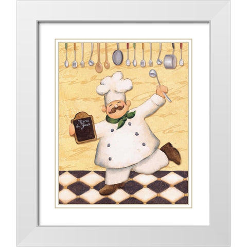 Le Chef et le Menu White Modern Wood Framed Art Print with Double Matting by Brissonnet, Daphne