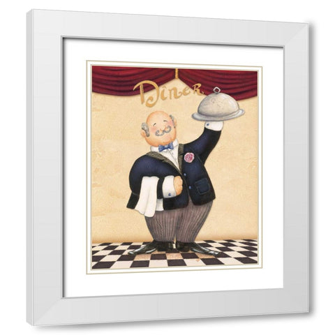 The Waiter - Diner White Modern Wood Framed Art Print with Double Matting by Brissonnet, Daphne