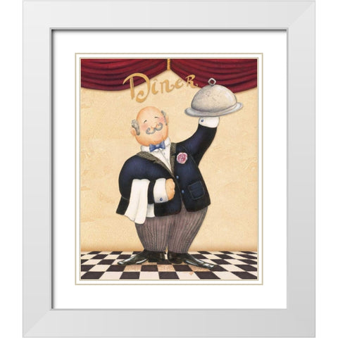 The Waiter - Diner White Modern Wood Framed Art Print with Double Matting by Brissonnet, Daphne