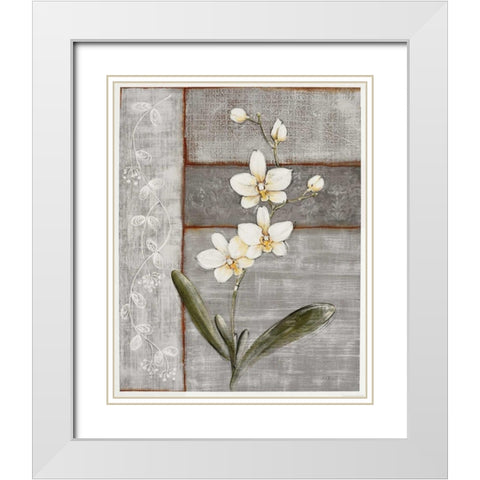 Orchid Shimmer I White Modern Wood Framed Art Print with Double Matting by Braun, O.