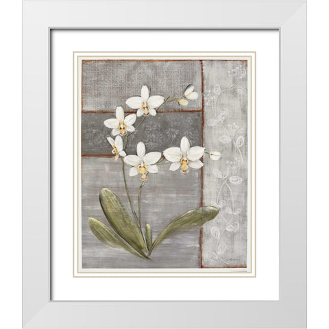 Orchid Shimmer II White Modern Wood Framed Art Print with Double Matting by Braun, O.