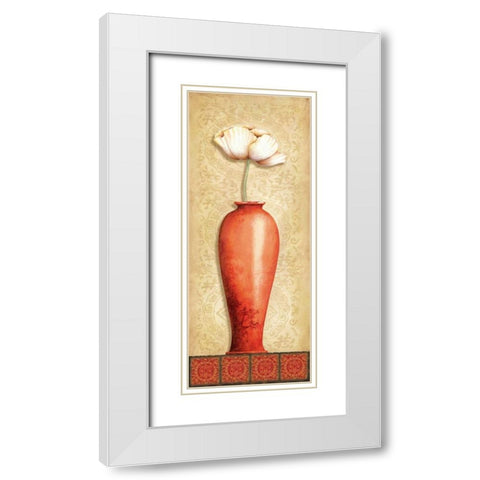 Asian Red IV White Modern Wood Framed Art Print with Double Matting by Corbin, Delphine