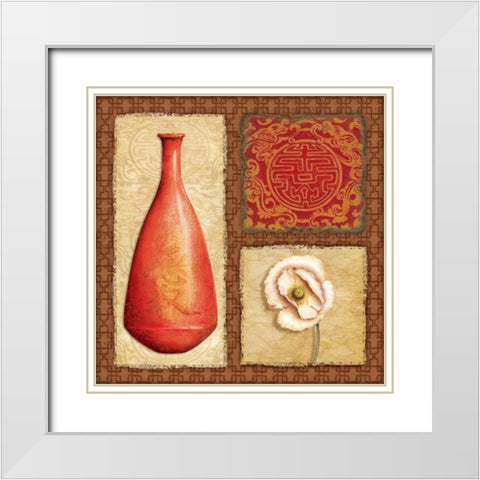 Oriental Collage II White Modern Wood Framed Art Print with Double Matting by Corbin, Delphine