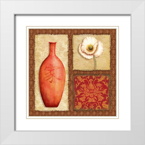 Oriental Collage III White Modern Wood Framed Art Print with Double Matting by Corbin, Delphine