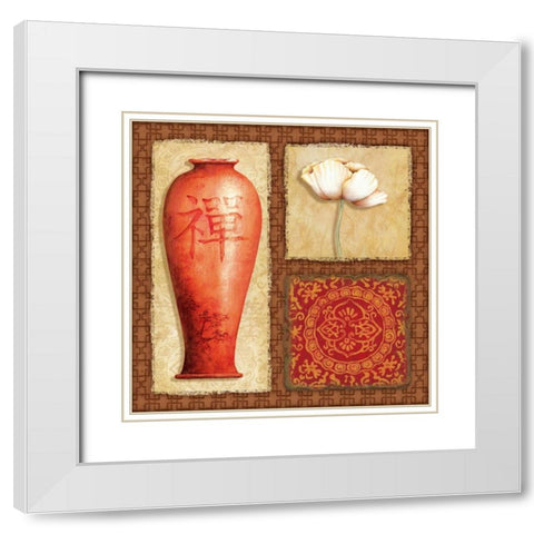 Oriental Collage IV White Modern Wood Framed Art Print with Double Matting by Corbin, Delphine