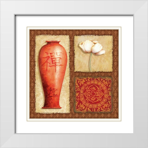 Oriental Collage IV White Modern Wood Framed Art Print with Double Matting by Corbin, Delphine