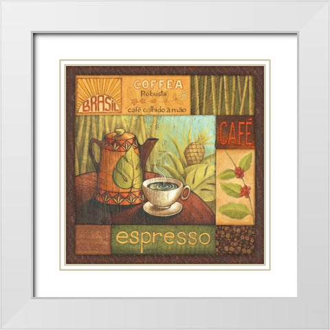 Pause Cafe II White Modern Wood Framed Art Print with Double Matting by Corbin, Delphine