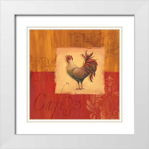 Cocorico II White Modern Wood Framed Art Print with Double Matting by Corbin, Delphine