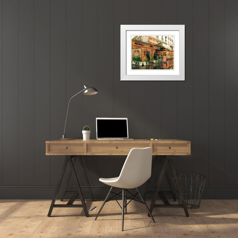 Bistro de la Gare White Modern Wood Framed Art Print with Double Matting by Cieslikowski, Zeny