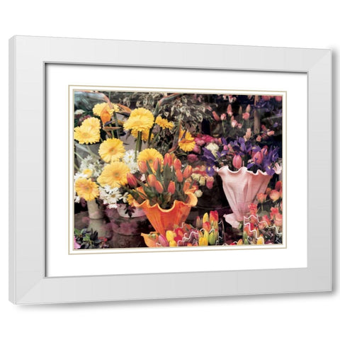 Flowers Florence White Modern Wood Framed Art Print with Double Matting by Cieslikowski, Zeny