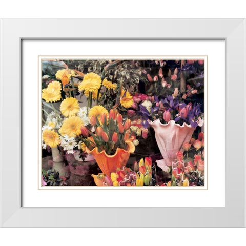 Flowers Florence White Modern Wood Framed Art Print with Double Matting by Cieslikowski, Zeny