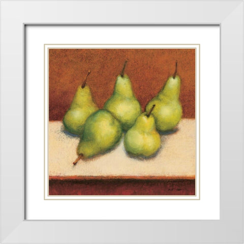 Bartlett Pear White Modern Wood Framed Art Print with Double Matting by Creevy, Bill