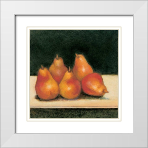 Cosmos Pear White Modern Wood Framed Art Print with Double Matting by Creevy, Bill