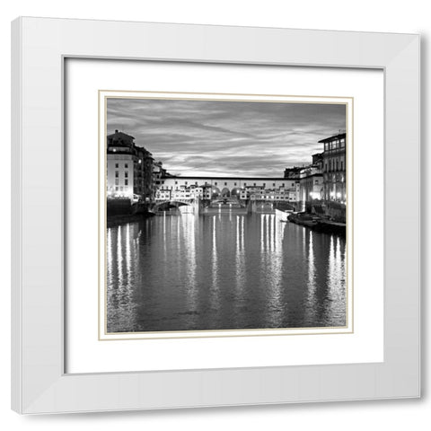 Golden Ponte Vecchio White Modern Wood Framed Art Print with Double Matting by Crane, Rita