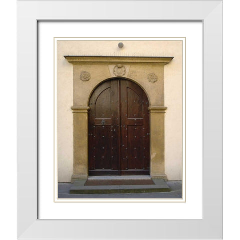 Prague Door II White Modern Wood Framed Art Print with Double Matting by Christensen, Jim