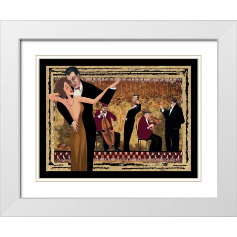 Jam Session I White Modern Wood Framed Art Print with Double Matting by CW Designs Inc.