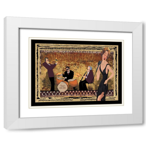 Jam Session II White Modern Wood Framed Art Print with Double Matting by CW Designs Inc.