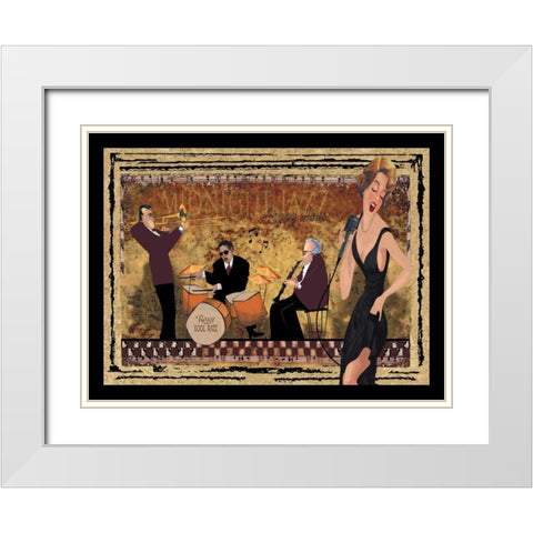 Jam Session II White Modern Wood Framed Art Print with Double Matting by CW Designs Inc.