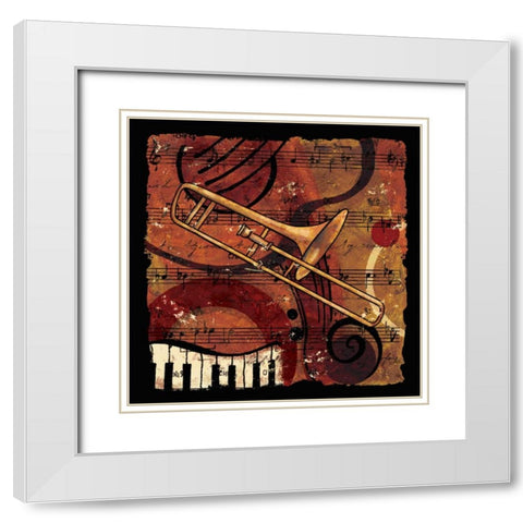 Jazz Music I White Modern Wood Framed Art Print with Double Matting by CW Designs Inc.