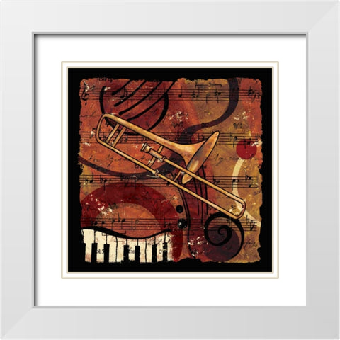 Jazz Music I White Modern Wood Framed Art Print with Double Matting by CW Designs Inc.