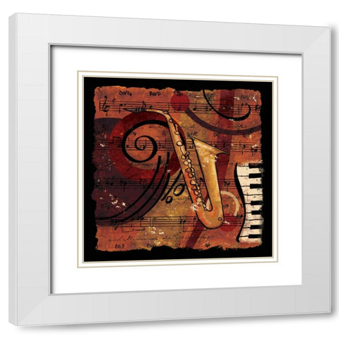 Jazz Music IV White Modern Wood Framed Art Print with Double Matting by CW Designs Inc.