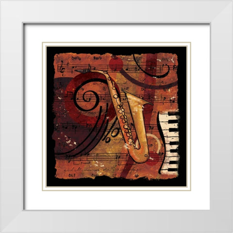 Jazz Music IV White Modern Wood Framed Art Print with Double Matting by CW Designs Inc.
