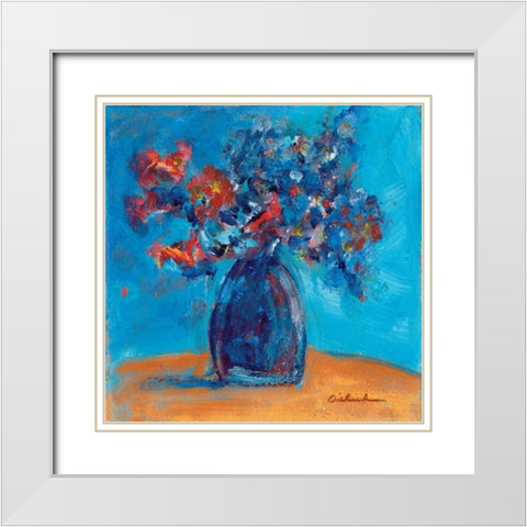 Blue Vase II White Modern Wood Framed Art Print with Double Matting by Dilbeck, Nikki