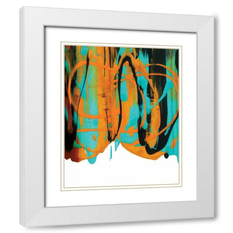 Orange Splatters White Modern Wood Framed Art Print with Double Matting by Dilbeck, Nikki