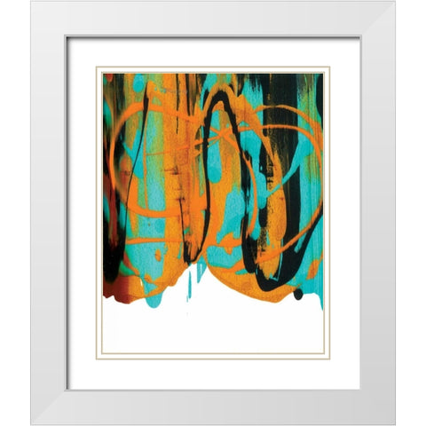 Orange Splatters White Modern Wood Framed Art Print with Double Matting by Dilbeck, Nikki