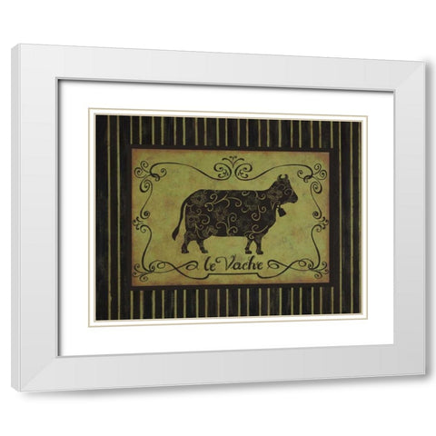 la Vache White Modern Wood Framed Art Print with Double Matting by Devereux, Sophie