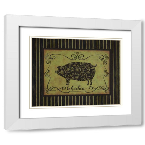 le Cochon White Modern Wood Framed Art Print with Double Matting by Devereux, Sophie