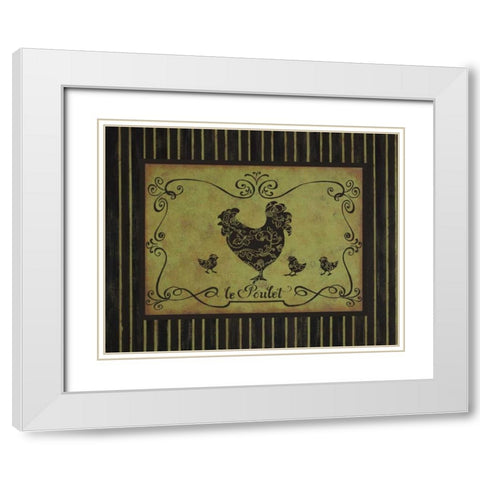 le Poulet White Modern Wood Framed Art Print with Double Matting by Devereux, Sophie