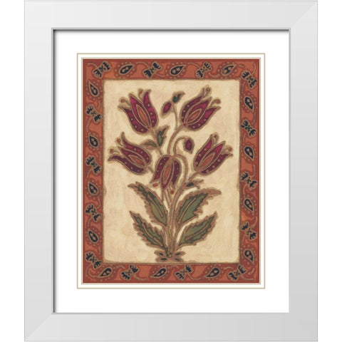 Global Flowers II White Modern Wood Framed Art Print with Double Matting by David, Elizabeth