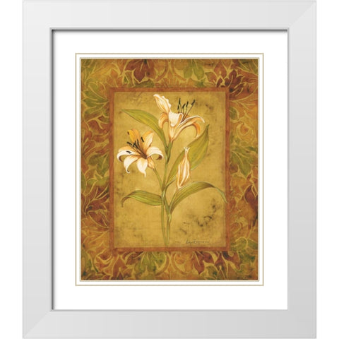 Garden Lilies I White Modern Wood Framed Art Print with Double Matting by Engman, Allyn