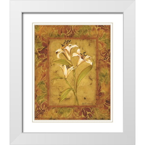 Garden Lilies II White Modern Wood Framed Art Print with Double Matting by Engman, Allyn