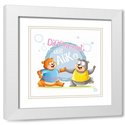 Different Still Alike White Modern Wood Framed Art Print with Double Matting by Blue Fish