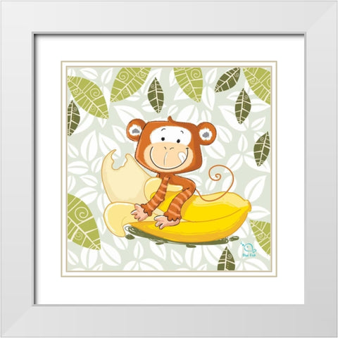 A Banana Ride White Modern Wood Framed Art Print with Double Matting by Blue Fish