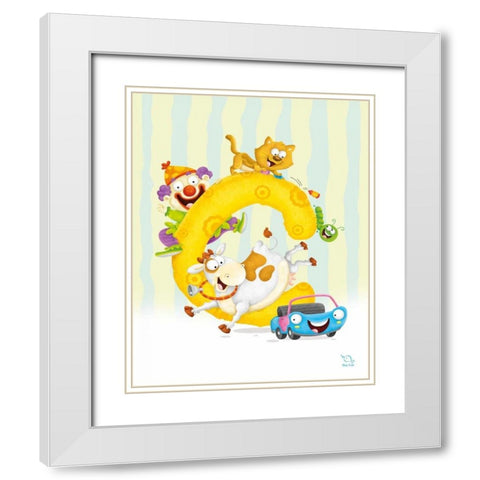 Curly C White Modern Wood Framed Art Print with Double Matting by Blue Fish