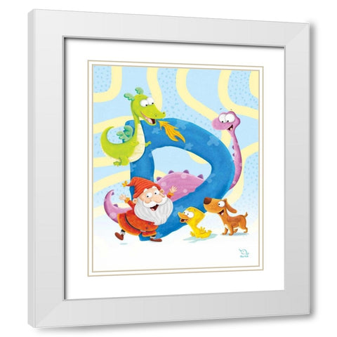 Dancing D White Modern Wood Framed Art Print with Double Matting by Blue Fish