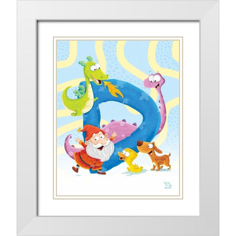 Dancing D White Modern Wood Framed Art Print with Double Matting by Blue Fish