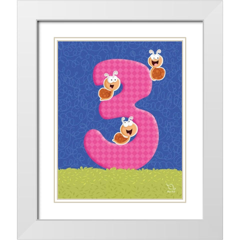 Snaily 3 White Modern Wood Framed Art Print with Double Matting by Blue Fish