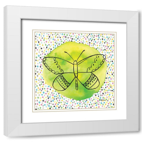 Butterflies Green White Modern Wood Framed Art Print with Double Matting by Frazer, Amy