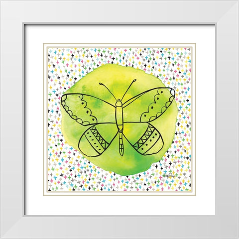 Butterflies Green White Modern Wood Framed Art Print with Double Matting by Frazer, Amy